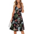 thumbnail image 1 of Aayomet Plus Size Dress Womens Casual Floral Sleeveless Sundress V Neck Tie Knot Front Spaghetti Strap Summer Dresses,Black XXL, 1 of 5