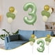 thumbnail image 1 of Juego de globos del primer cumpleaños - 0-9 números de papel de aluminio y 10 globos verdes con cinta para decoraciones de fiesta, 1 of 7