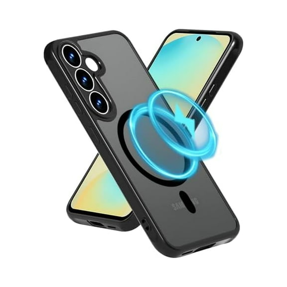 Saluqifa Magnetic Case for Samsung Galaxy S24 FE - [Compatible with MagSafe] [Military Grade Drop Tested] Slim Translucent Matte Clear Case Wireless Charger Cover for Men Women