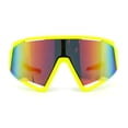 thumbnail image 3 of Super Oversized Color Mirror Angular Shield Sport Wrap Around Sunglasses Yellow Orange Mirror, 3 of 4