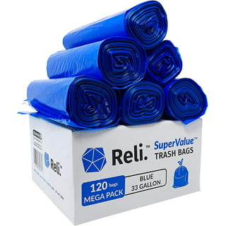 Reli. Easy Grab Trash Bags, 55-60 Gallon (150 Count), Made in USA  Star  Seal Super High Density Rolls (Heavy Duty Can Liners, Garbage Bags, Bulk Contractor  Bags 50, 55, 60 Gallon Capacity) - Black 150 Count (Pack of 1)