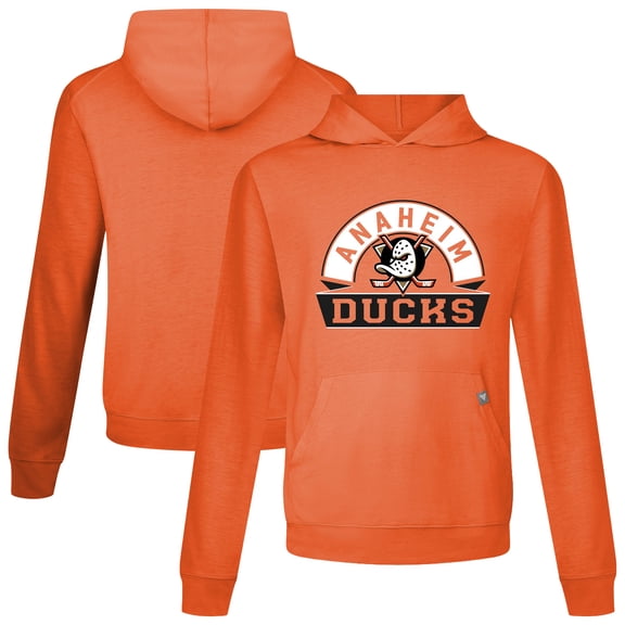 Men's Levelwear Orange Anaheim Ducks Relay Banner Arch Pullover Hoodie