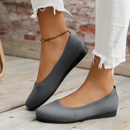 

ZTTD Fashion Spring and Summer Women Casual Shoes Flat Bottom Round Toe Fly Woven Mesh Breathable Slip On Lightweight Comfortable Solid Color Elegant