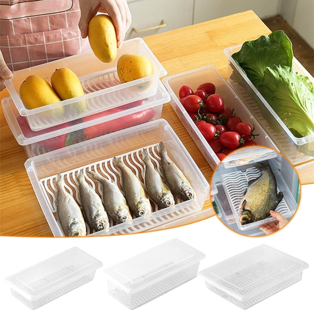 Iumwxz Organisateurs et Rangement Réfrigérateur Boîte de Conservation de Poisson et Viande Boîte Réfrigérée Rectangulaire avec Couvercle Étagère de Commode Armoire m Plastique Voyage de Vacances