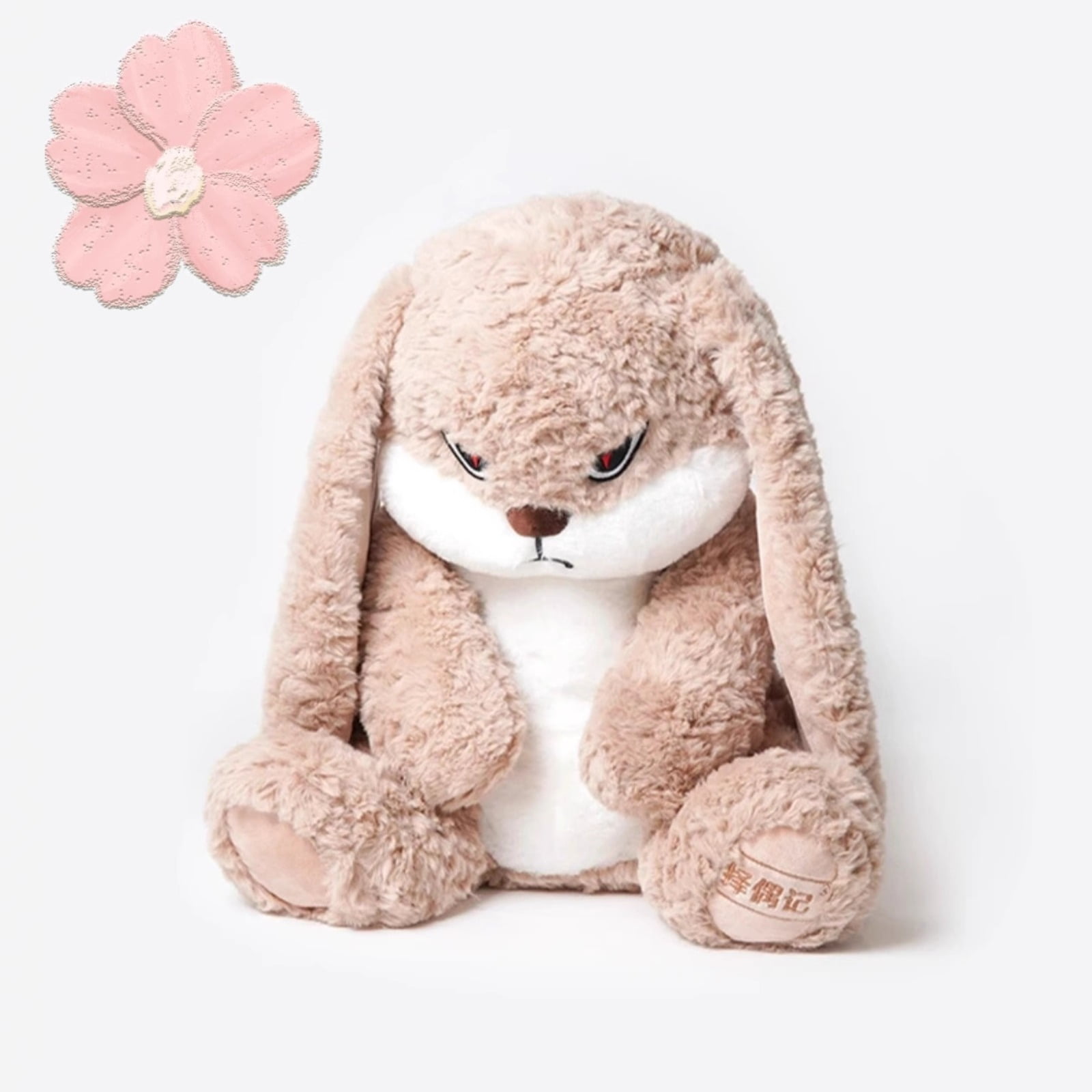 Angry Bunny Plush Toy, Soft Stuffed Rabbit Doll with Expressive Face Design, Cute Grumpy Bunny Plush Figure Decorative Gift for Bedroom, Sofa & Stress Relief