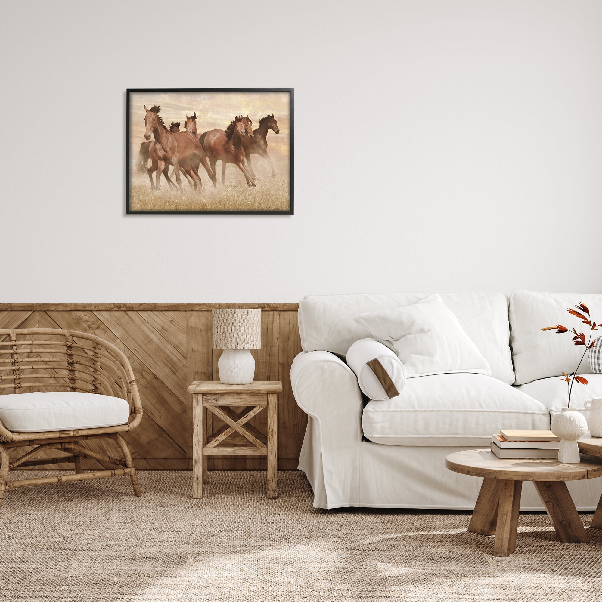 Stupell Indtries Wild Horse Stampede Monochromatic Brown Country Field,30 x 24,Design by Marc Prime