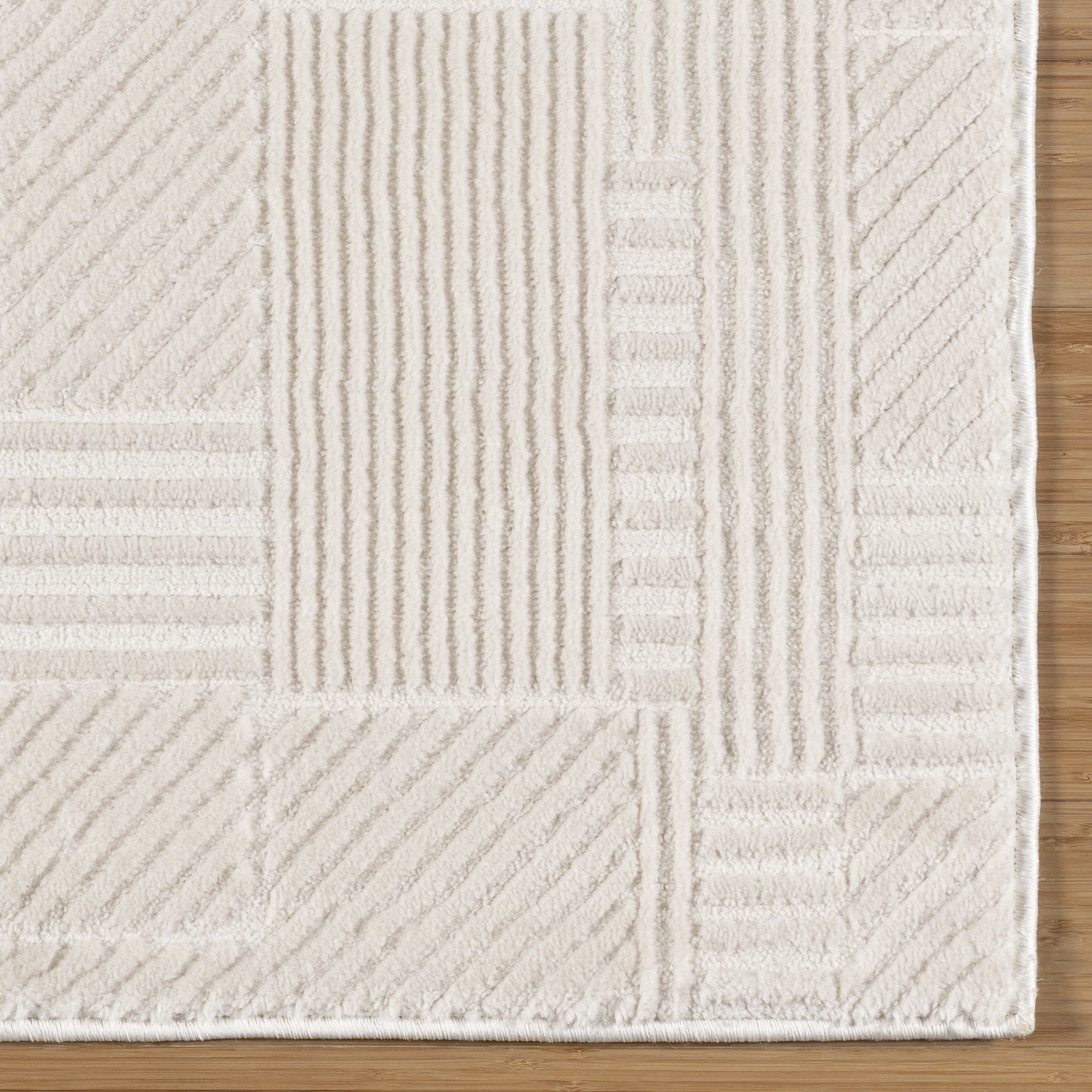 Arlo Dearra Modern Geometric Cream Area Rug, 2x6