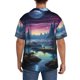 thumbnail image 3 of Balery Fantasy Landscape Starry Night Camisa Casual de Manga Corta con Botones para Hombre, Texturizada, Estilo Cubano, para Playa, Verano-Large, 3 of 5