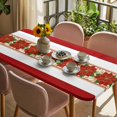 thumbnail image 3 of Red Poinsettia Christmas Table Cloths for 6 Foot Rectangle Tables, Xmas Botanical Winter Floral Patio Waterproof Elastic Fitted Tablecloths, Washable Rectangular Table Cover for Camping, 3 of 8