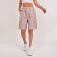 thumbnail image 4 of Womens Cargo Shorts with Pockets Loose Fit Casual Capri Pants Dressy Lightweight Ladies Baggy Cargo Pants for Hiking Pink XL, 4 of 6