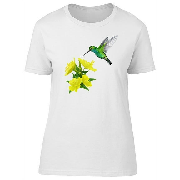 Cute Hummingbird & Yellow Flower T-Shirt Women -Image by Shutterstock, Female Large