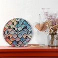 thumbnail image 2 of Yayeee 10" Wall Clock Battery Operated Quartz Round Silent Non-Ticking Home Decor, Blue Art Pattern, 2 of 6