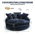 thumbnail image 3 of Aukfa 55" Oversized Round Chaise Lounge Chair, Fluffy Deep Seat Cloud Floor Sofa, Modern No Assembly Couch, Dark Blue, 3 of 8