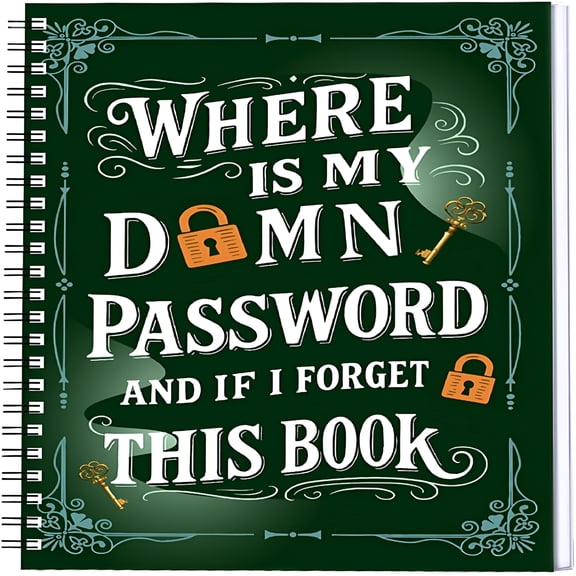 CCOCC Password Book Spiral, A Practical Password Keeper Book, Lightweight Journal Notebook for Email Address, Funny Journals Gag Present for Women Men Family Friends Seniors Students(green)