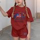 thumbnail image 4 of Odeerbi Camiseta de Manga Corta Con Estampado Patriótico Del Día de La Independencia de Las Niñas Con Pantalones Cortos Set de 2 Piezas, 4 of 6