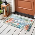 thumbnail image 4 of 2x3 Ft Entryway Area Rug, Coastal Coral Kitchen Rug Runner Washable Floor Mat, Summer Beach Starfish Teal Blue Woode Non Slip Indoor Door Mat Throw Carpet for Bathroom Living Room Bedroom, 4 of 8