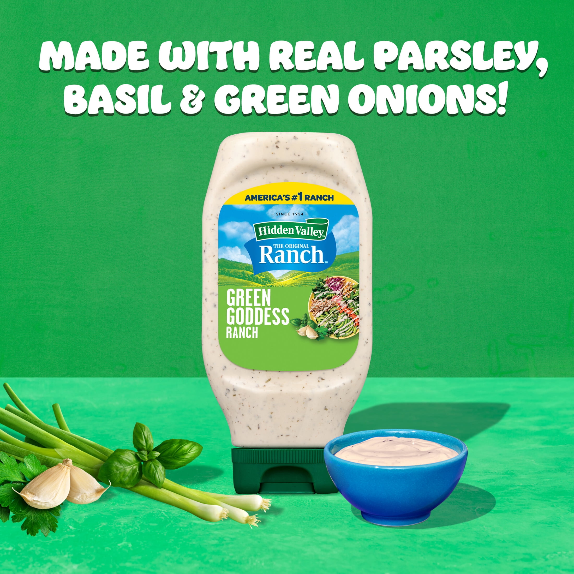 hidden valley green goddess dressing Hidden Valley Green Goddess Ranch Salad Dressing & Condiment, 16 fl oz Squeeze Bottle