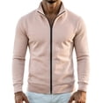 thumbnail image 7 of XRoczxe Men's Full Zip Up Track Jacket, Stand Collar Solid Color Sweatshirt, Casual Long Sleeve Lightweight Coat with Pockets for Spring Fall Daily Wear, 7 of 7