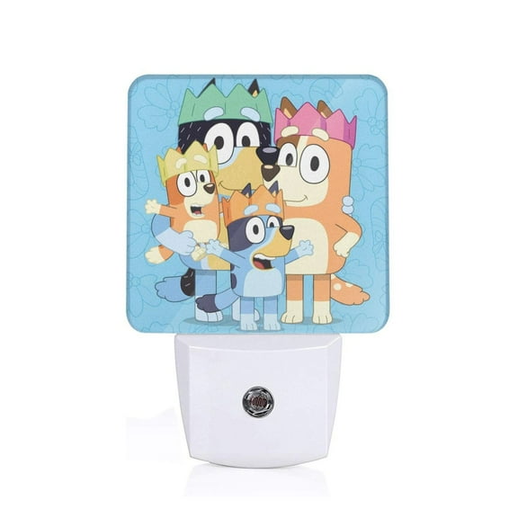 Silaia Bluey Print LED Dimmable Night Light, Plug in Night Light with Dusk to Dawn Sensor,Efficient Decor Desk Lamp,Bright Mini Wall Night Light for Kids Room, Stairway-US