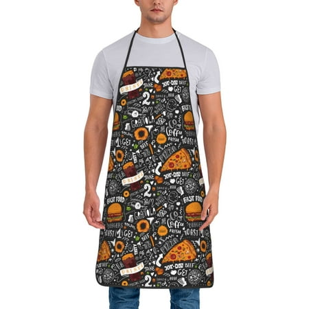 

Xecao Fastfood 1 Print Funny BBQ Chef Aprons for Men Women Adjustable Kitchen Cooking Aprons with Pocket Waterproof Oil Proof No Pilling Fading