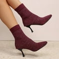 thumbnail image 4 of Dasayo Red Women's Boots Fall Dress Ankle High Heel Mesh Stretch Pull on Boots Shoes for Women 38, 4 of 9