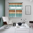 thumbnail image 4 of Farmhouse Aqua Brown Kitchen Curtains Sets for Windows 24 Inch Length, Vintage Wooden Striped Rod Pocket Window Treatments Tier Curtains and Valances Set for Bedroom/Bathroom, 4 of 8