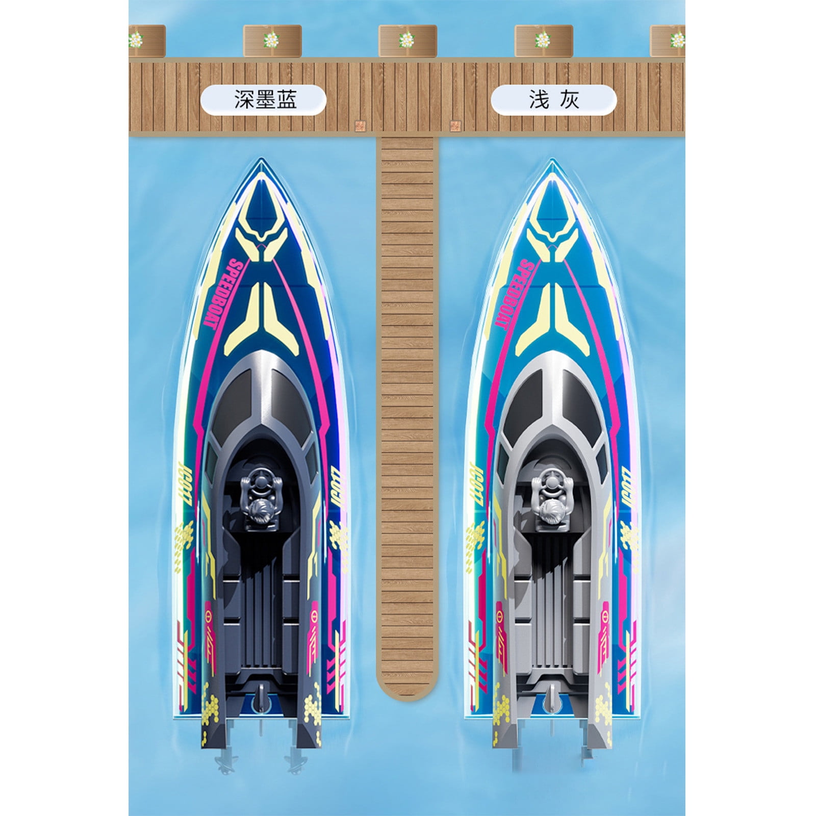 Remote Control Speed Boat with LED Lights Dual Control Single Board for Pool Lake Beach Summer Water Racing RC Boat Hobby