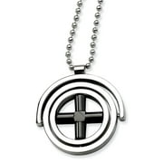 Chisel Stainless Steel & Black IP-plated X Moveable Circles Necklace