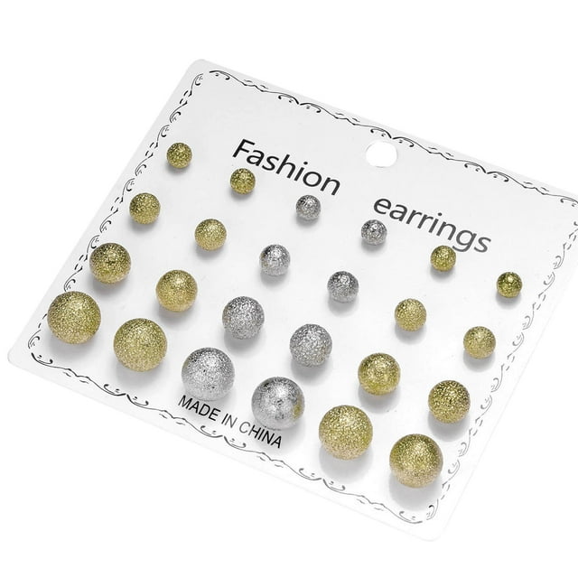 Xihbxyly Nuevos Pendientes de Circonita con Tarjeta de Papel, 12 Pares de Pendientes de Perla con Tarjeta para Mujer.