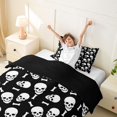 thumbnail image 4 of Homewish Happy Halloween Twin Duvet Cover, Gothic Skull Bone Twin Bedding, Black White, Black Reversible 2 Pieces, 1 Duvet Cover and 1 Pillowcase, 4 of 7