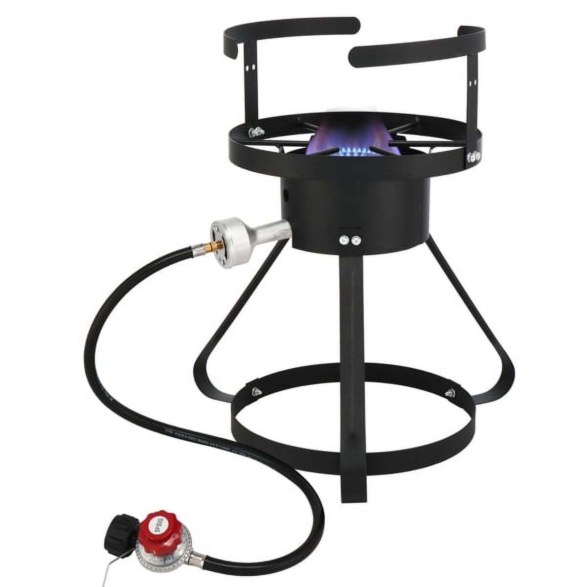 13x32inch Four-Piece Set, Black Round Iron Stove Frame, Silver Aluminum 30qt Turkey Pot 10qt Fish Pot, Gas Fryer