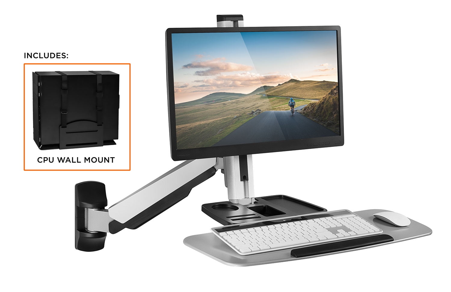 MountIt! Standing Computer Work Station with Articulating Monitor