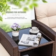 thumbnail image 7 of 3 Pieces Patio Furniture Sets Outdoor PE Rattan Wicker Chairs with Soft Cushion and Glass Coffee Table for Garden Backyard Porch Poolside, Beige, 7 of 7