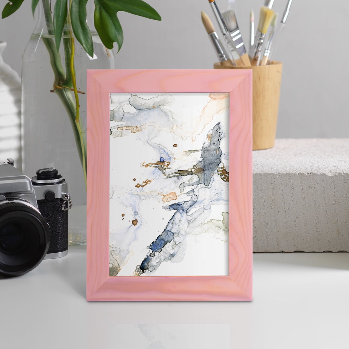 Organic Interlace I -Framed Print w/glass-Sunset Pink