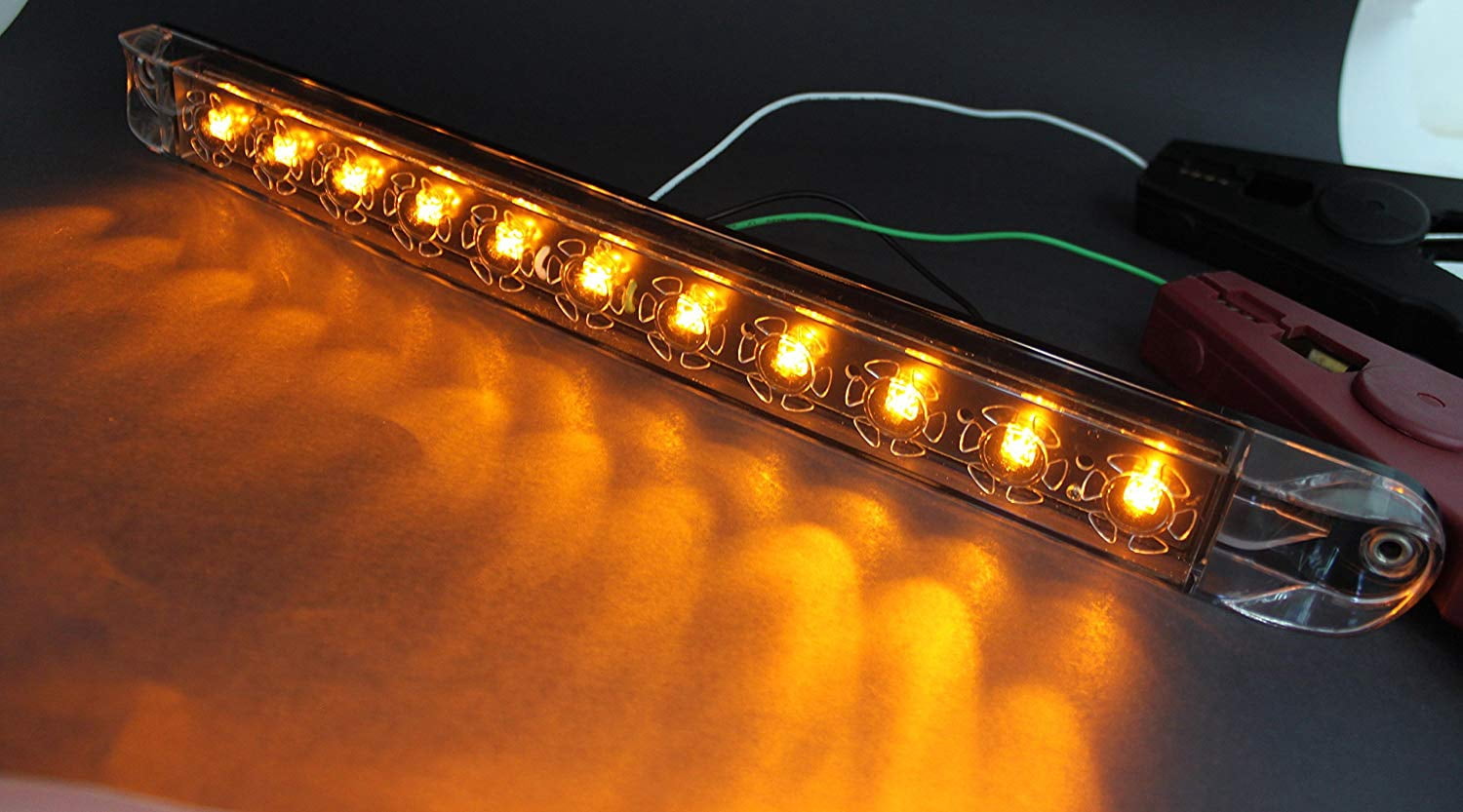 4 Clear Amber 17" Sealed LED Waterproof Submersible Turn Tail Clearance Marker Identification Truck Trailer Light Bars EHD