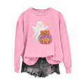 thumbnail image 6 of WEIWEN Halloween Sweatshirts for Women Cute Ghost Pumpkin Graphic Crewneck Long Sleeve Sweaters for Women Spooky Season Pullover Tops Womens Fall Fashion Clothing Pink, XL, 6 of 7