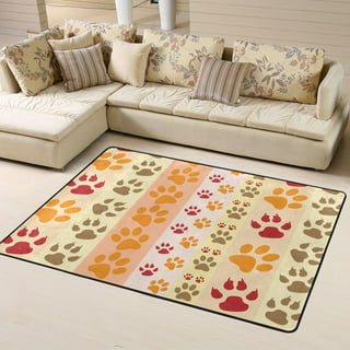 Dog Paw Print Area Rug 4x5 ft for Bedroom Living Room - Black and White  Carpet for Kids Boys Room Decor, Puppy Paw Print Printed Floor Rugs for  Home