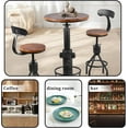 thumbnail image 3 of Industrial Bistro Bar Table 38.6-44.4inch Height Adjustable Farmhouse Pub Table for Kitchen Dinning Room Office Swivel Wooden Top, 3 of 8