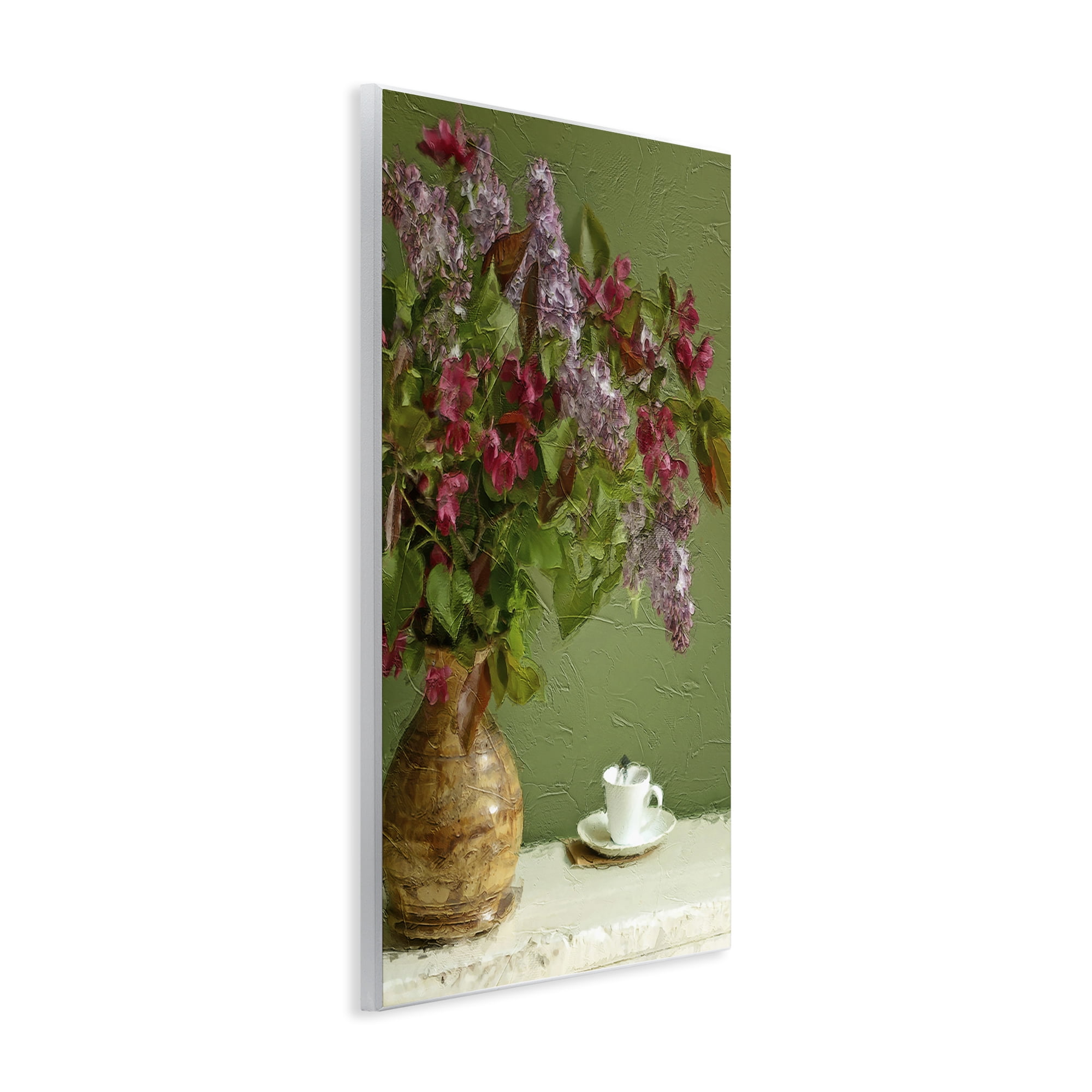Stupell Industries Flowers & Teacup Botanical & Floral Painting Unframed Art Print Wall Art, 13 x 19