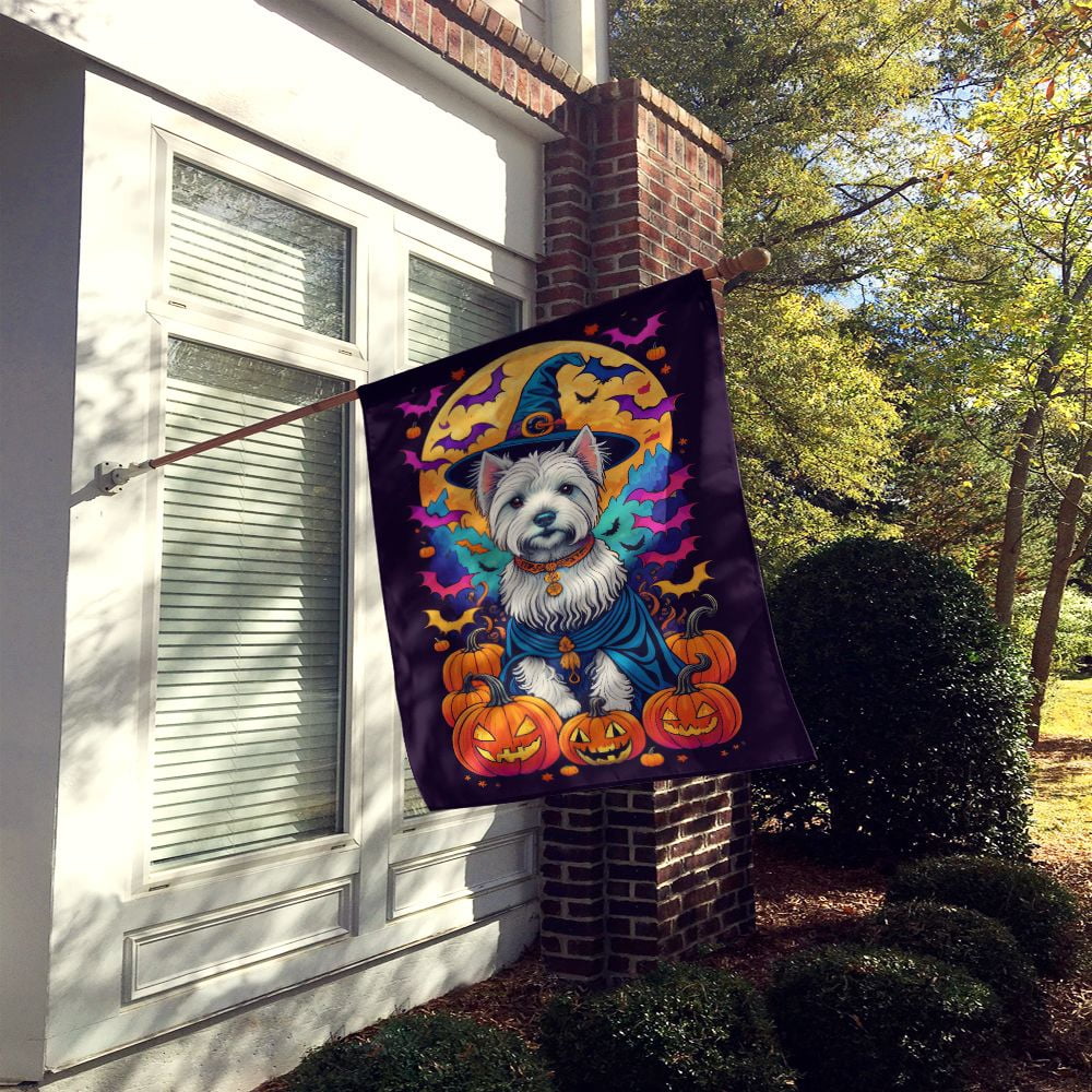 Halloween West Highland White Terrier Dog House Flag 28x40IN Double-Sided Polyester Decorative Sleeve Pole Flag for Outdoor Home Garden