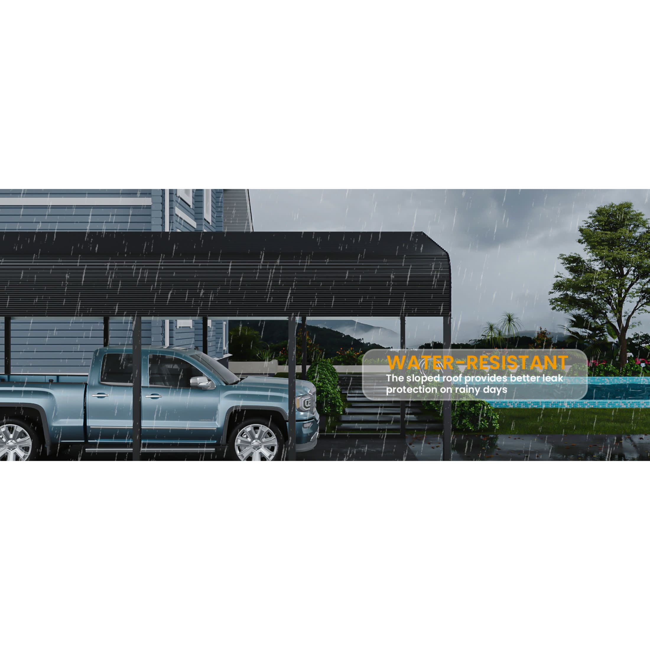 Noble House 12x20FT Metal Carport with Reinforced Base, Outdoor Garage Shelter for Cars, Boats, and Trucks, Black