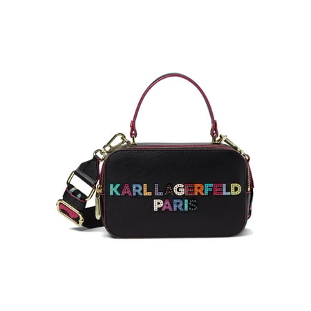 Karl Lagerfeld Paris Simone Camera Crossbody, Black/Stud Logo