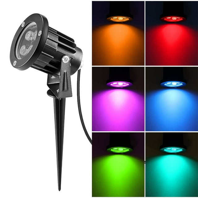 Projecteur Extérieur 6W RGB avec Piquet Étanche LED Lumière d'Inondation avec Télécommande pour Jardin Cour Pelouse 85-265V