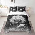 thumbnail image 2 of jejeloiu Gray Floral Rose Bedding Comforter Set 7 Pieces,Modern Aesthetic Art Full Bedding Set,Abstract Minimalist Aesthetic Fitted Sheet Flat Sheet,Microfiber Bedroom Decorative, 2 of 8