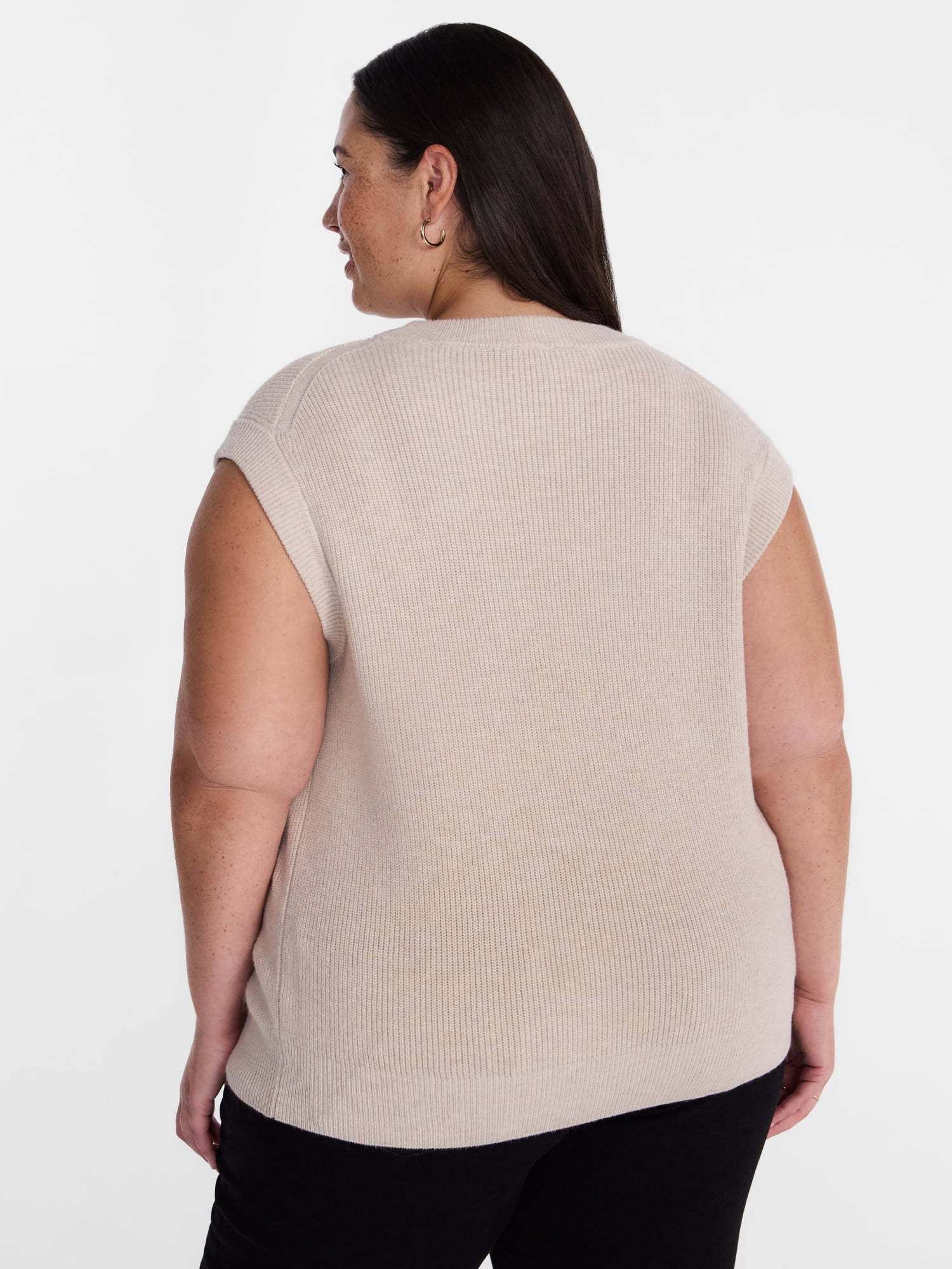 Terra & Sky Women's Plus Ribbed Sleeveless Crewneck Top, Sizes 0X-5X