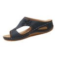 thumbnail image 3 of longantii Orthopedic Sandals for Women Arch Support Summer Flat Sandals Lightweight Slip on Non Slip Beach Slippers Beach Vacation 2026 Foam Shoes Navy, 3 of 5