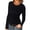 Black, variant on Spring Fall Women Long Sleeve Slim Fit Solid T Shirt Crew Neck Tops