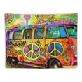 thumbnail image 5 of YIKUMA  Tapestry Hippie Wall Art 70s Colorful Happiness Groovy Vintage Truck Flower Mushroom Retro Trendy Funny Fancy Wall Hanging Bedroom Living Room Dorm Decor Painting, 5 of 6