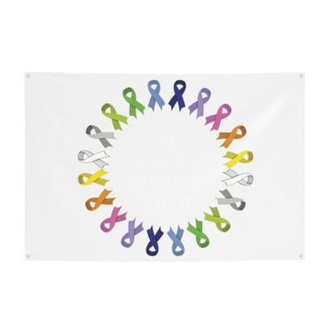 Fight Cancer In All Color Fight Cancer Awareness Ribbons Festival Banner 47x71 Inches Suitable For Decorating Parties Celebration Yards Banners