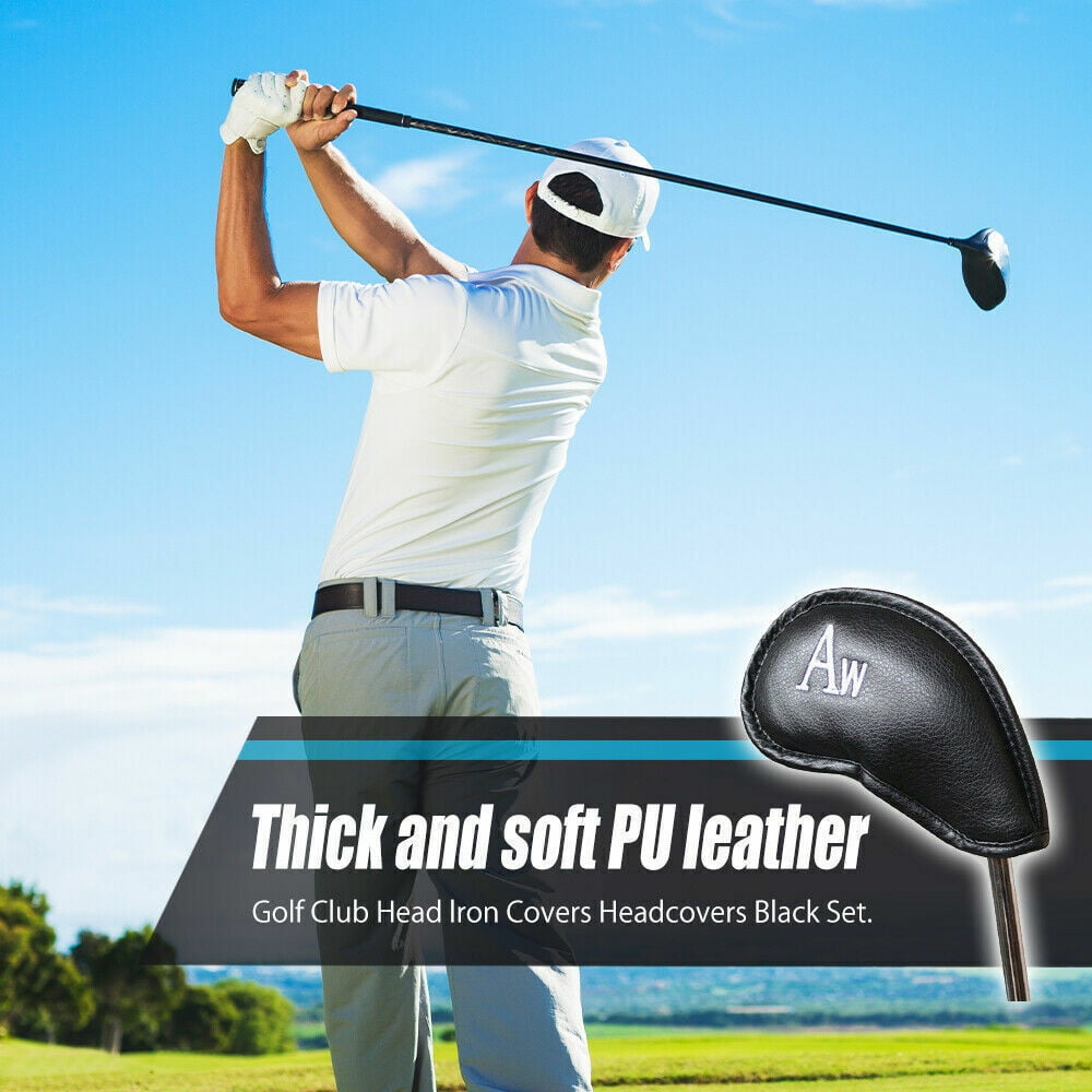 Leather Golf Headcovers Irons Set 12 Pcs Club Iron Head Covers Driver Mallet